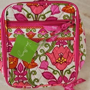 Vera Bradley Pink and Green Floral Lunch Or Cosmetic Case